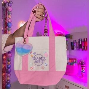 Custom Pastel Trader Joe’s Tote Bag with Bag Charm